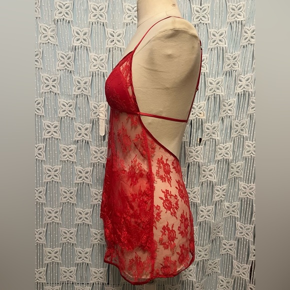 Victoria Secret Very Sexy Red Sheer Lace Babydoll Lingerie - Picture 4 of 11